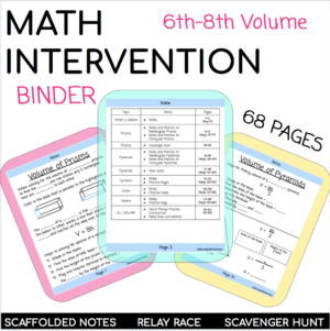 Middle School Math Intervention Volume of 3D Figures Skills Binder