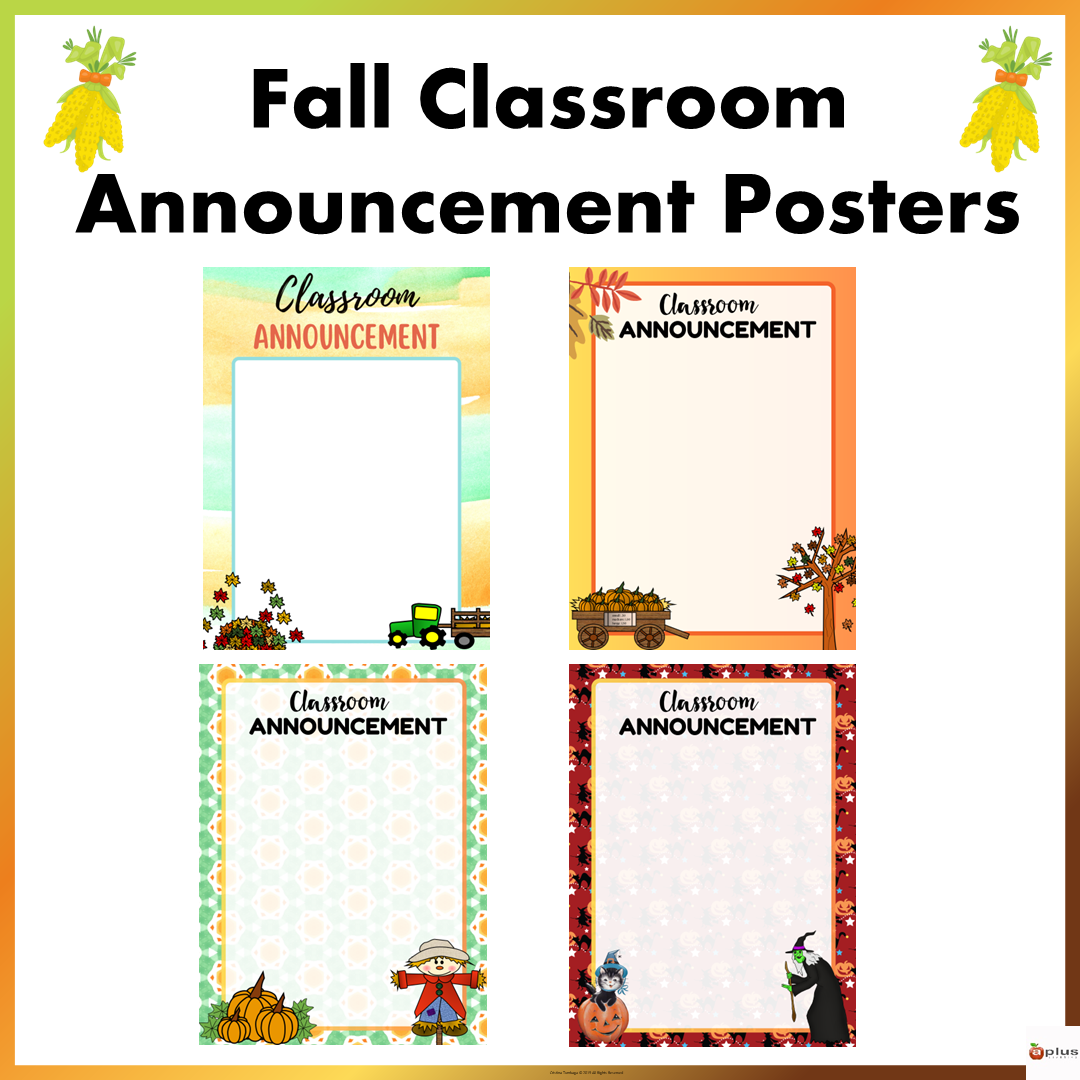 Fall Theme Classroom Announcement Posters Editable