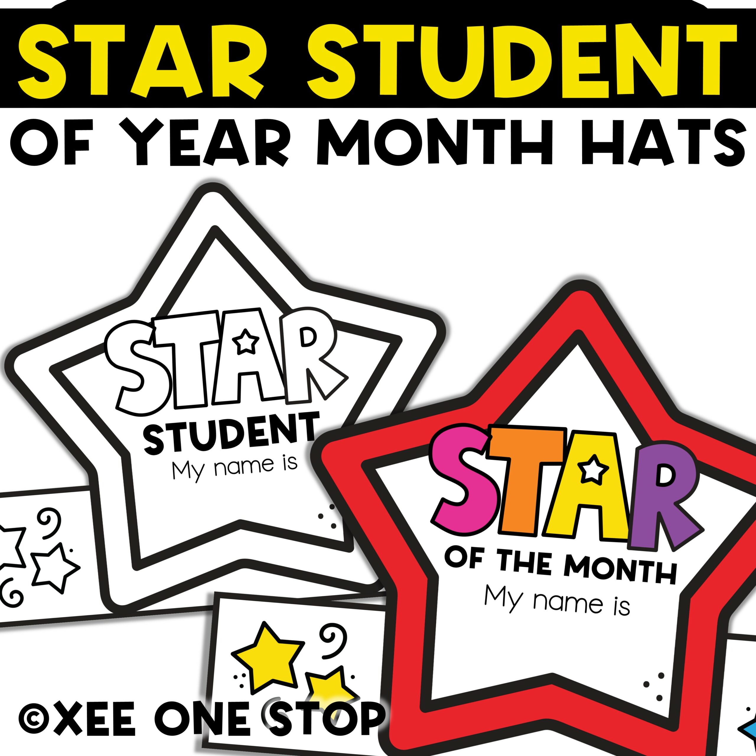 Star Student of the Week Month Year Crowns Hats Headband Craft Back to School