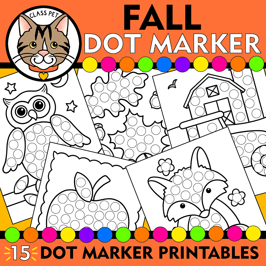 Fall Dot Marker Coloring Pages, Fall Do a Dot Printable, Fall Fine Motor Coloring Pages
