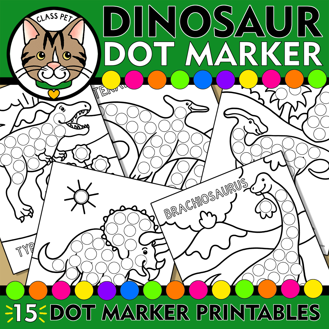 Dinosaur Dot Marker Coloring Pages, Dinosaur Do a Dot Printable, Dinosaur Fine Motor Activity