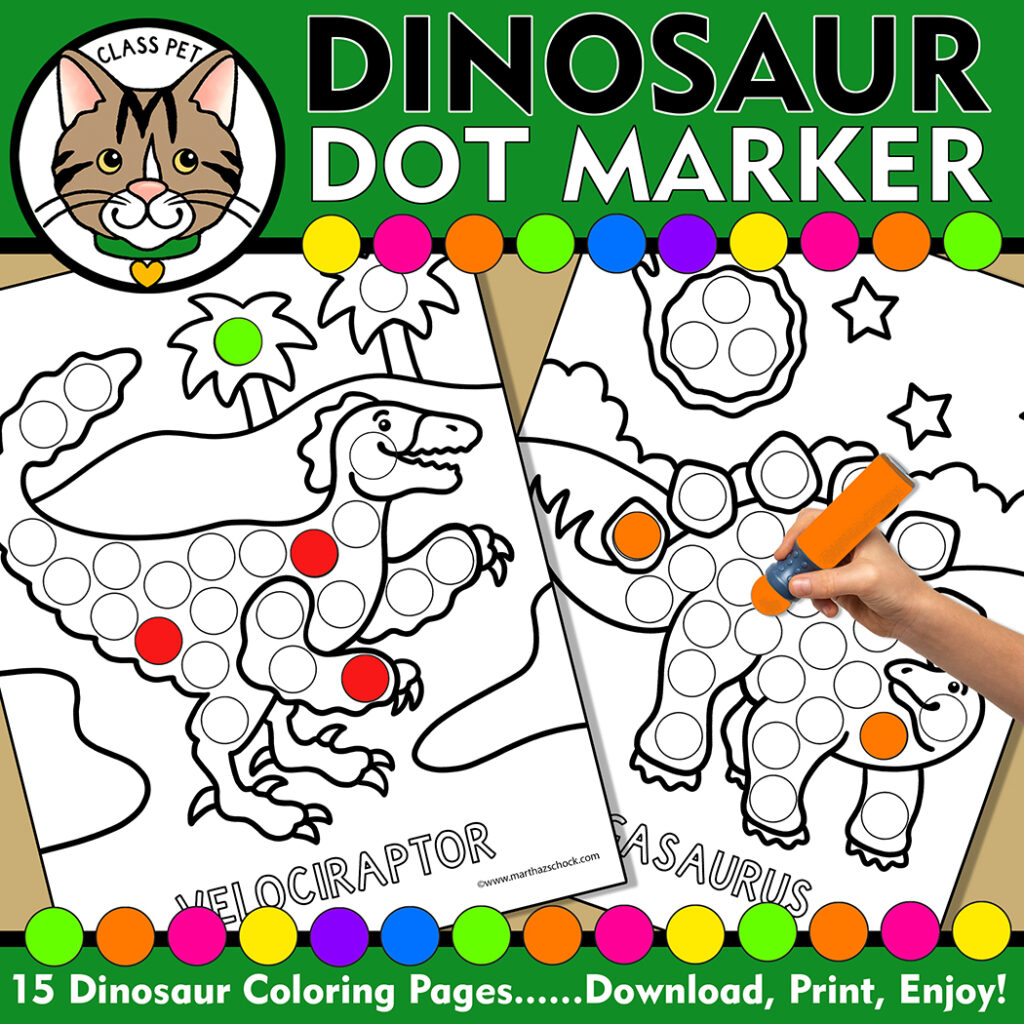 Dinosaur Dot Marker Coloring Pages, Dinosaur Do a Dot Printable ...