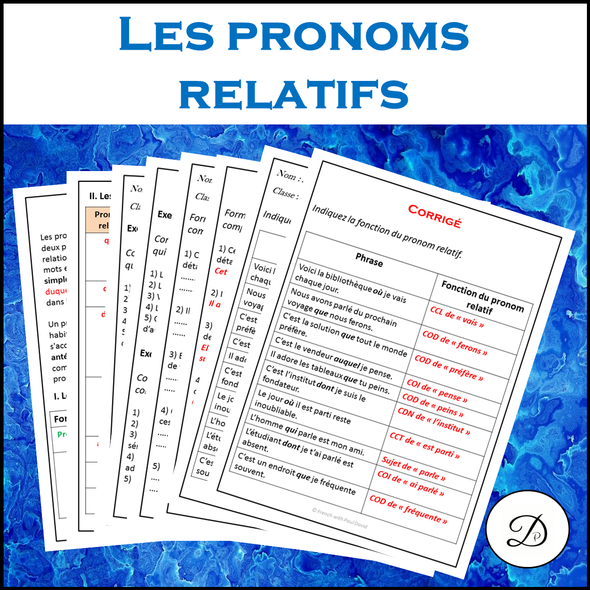 Pronoms relatifs - Explications et exercices corrigés / French Relative Pronouns