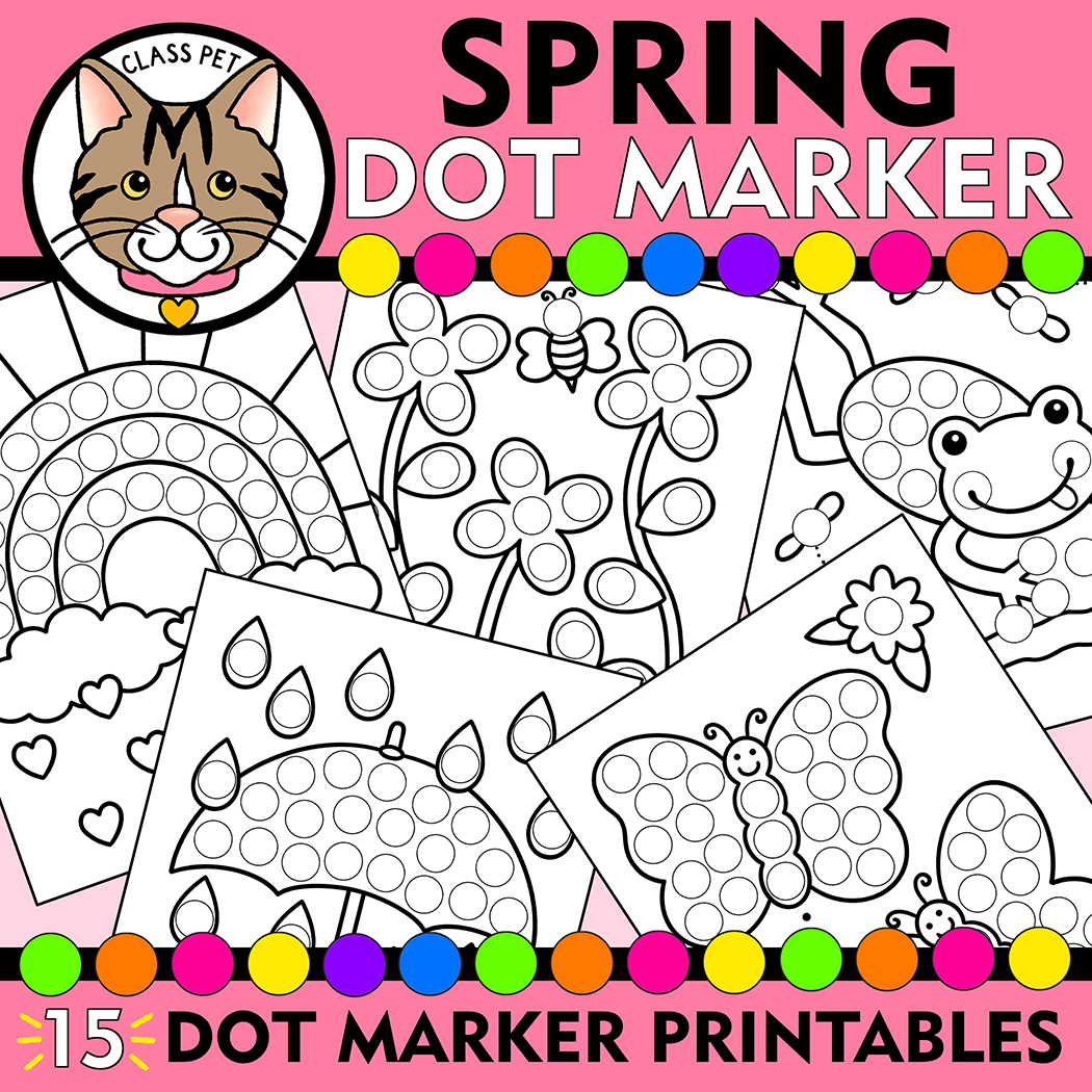 Spring Dot Marker Coloring Pages, Spring Do a Dot Printable, Spring Fine Motor Activity
