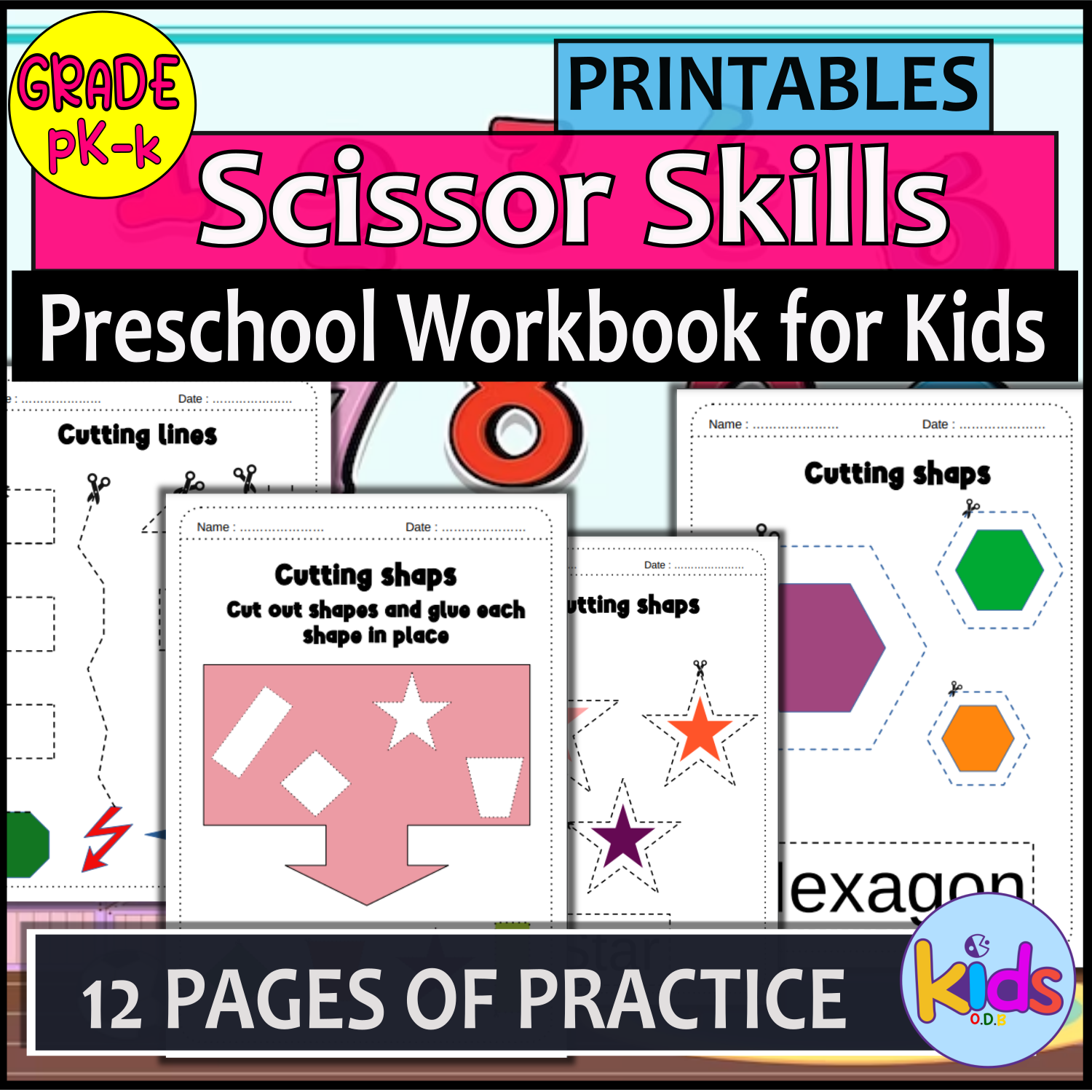 Scissor Skills Preschool Worksheets for Kids-Cutting Practice