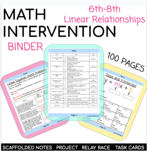 Middle School Math Intervention Linear Relationships Binder