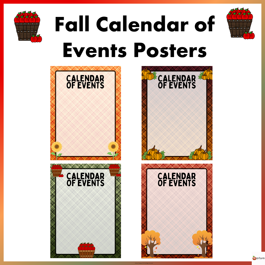 Fall Theme Calendar of Events Poster Editable