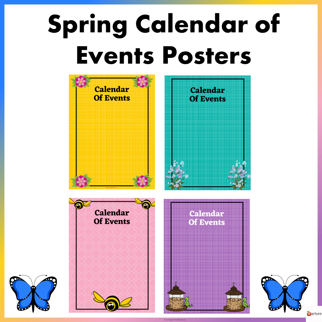 Spring Theme Calendar of Events Poster Editable