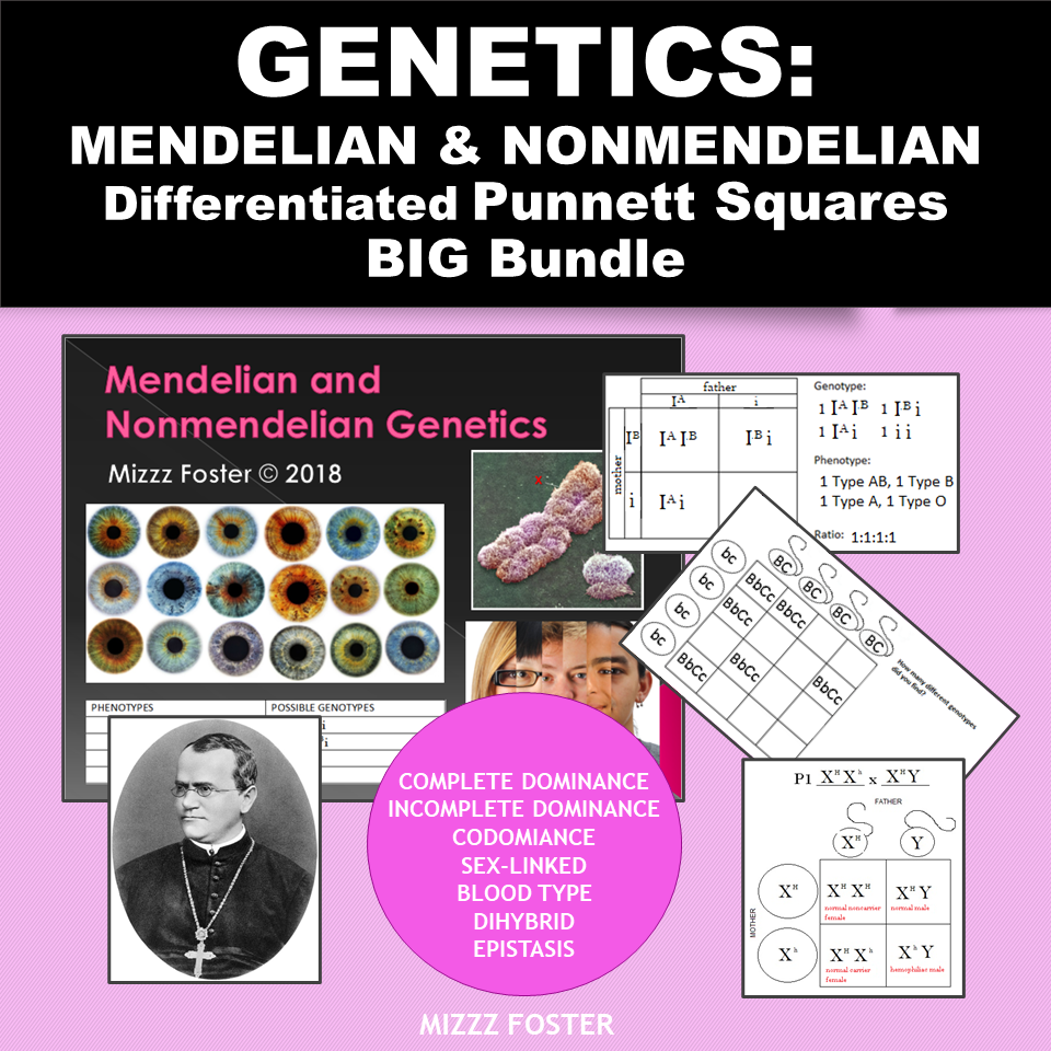 Genetics: Punnett Squares, Mendel, Non-Mendelian Heredity Differentiated