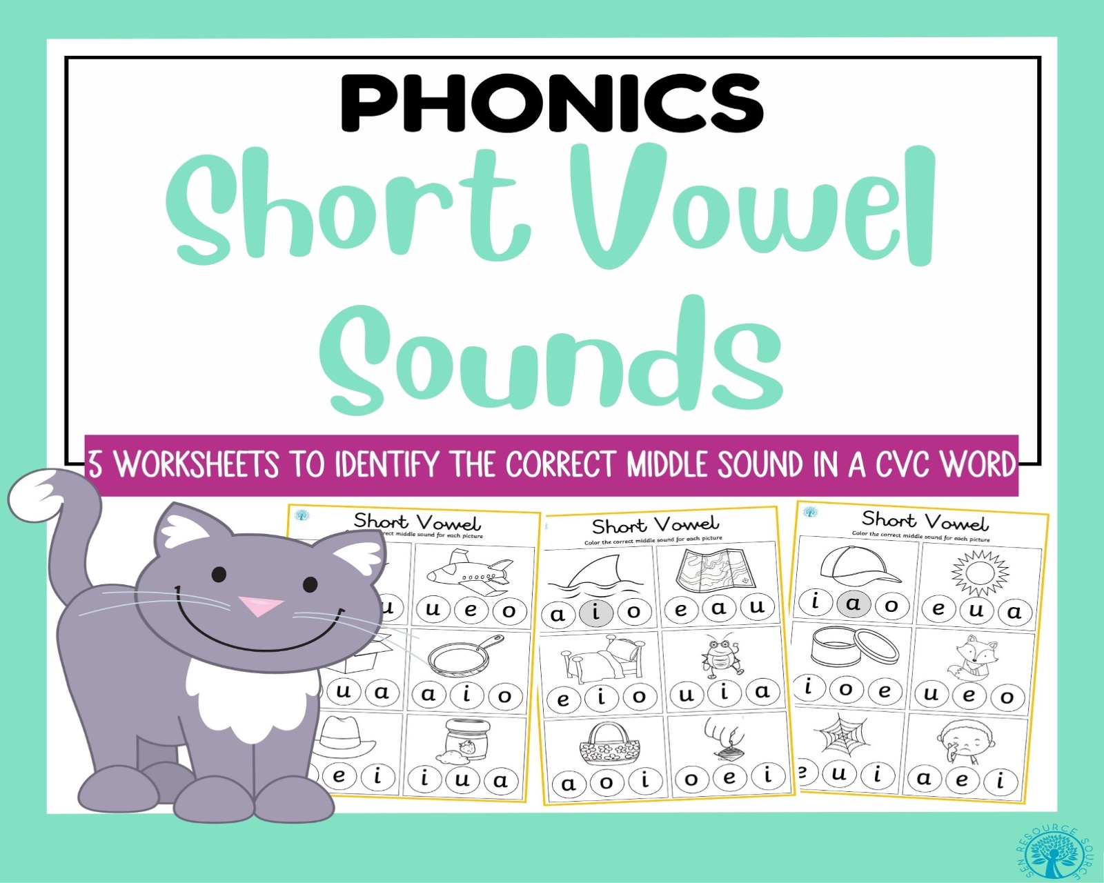 Find and Color Short Vowel Sounds