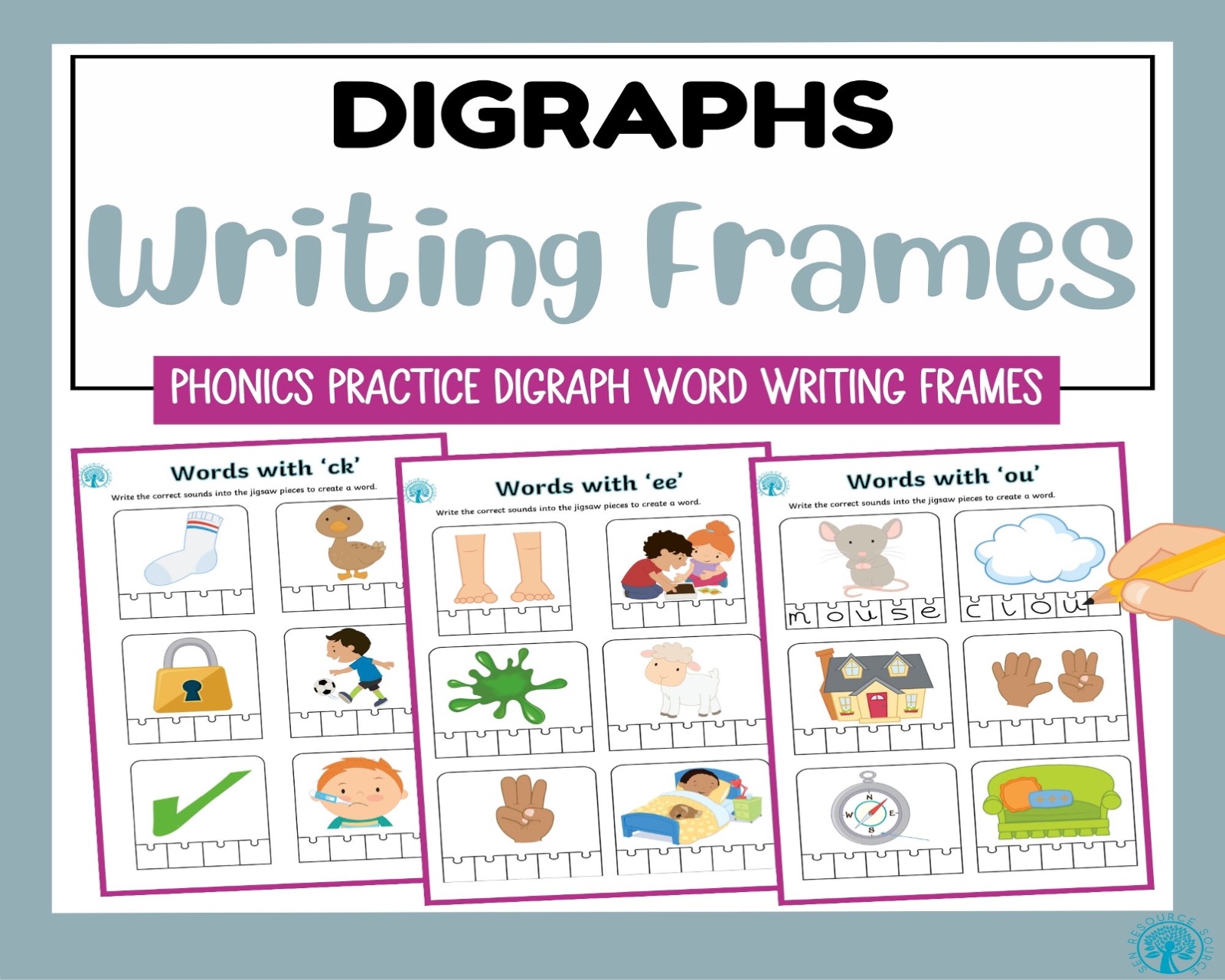 Digraph Jigsaw Writing Frames