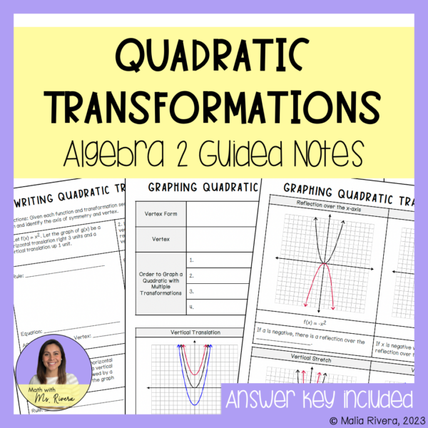 Quadratic Transformations Guided Notes for Algebra 2 - Made By Teachers