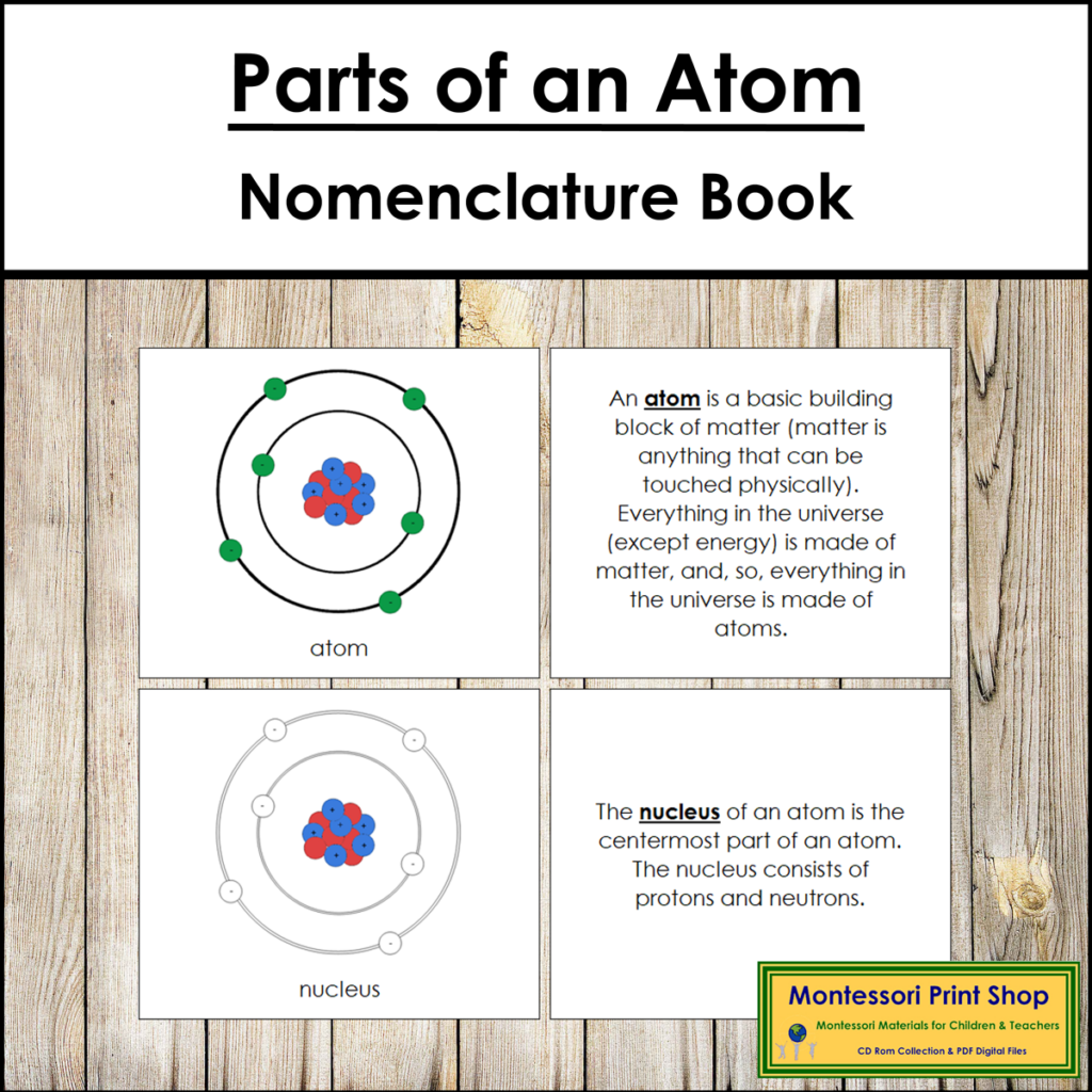 Parts of an Atom Book - Montessori Nomenclature - Made By Teachers