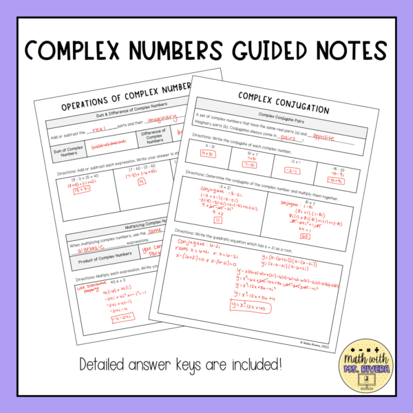 Complex Numbers Guided Notes for Algebra 2 | Made By Teachers