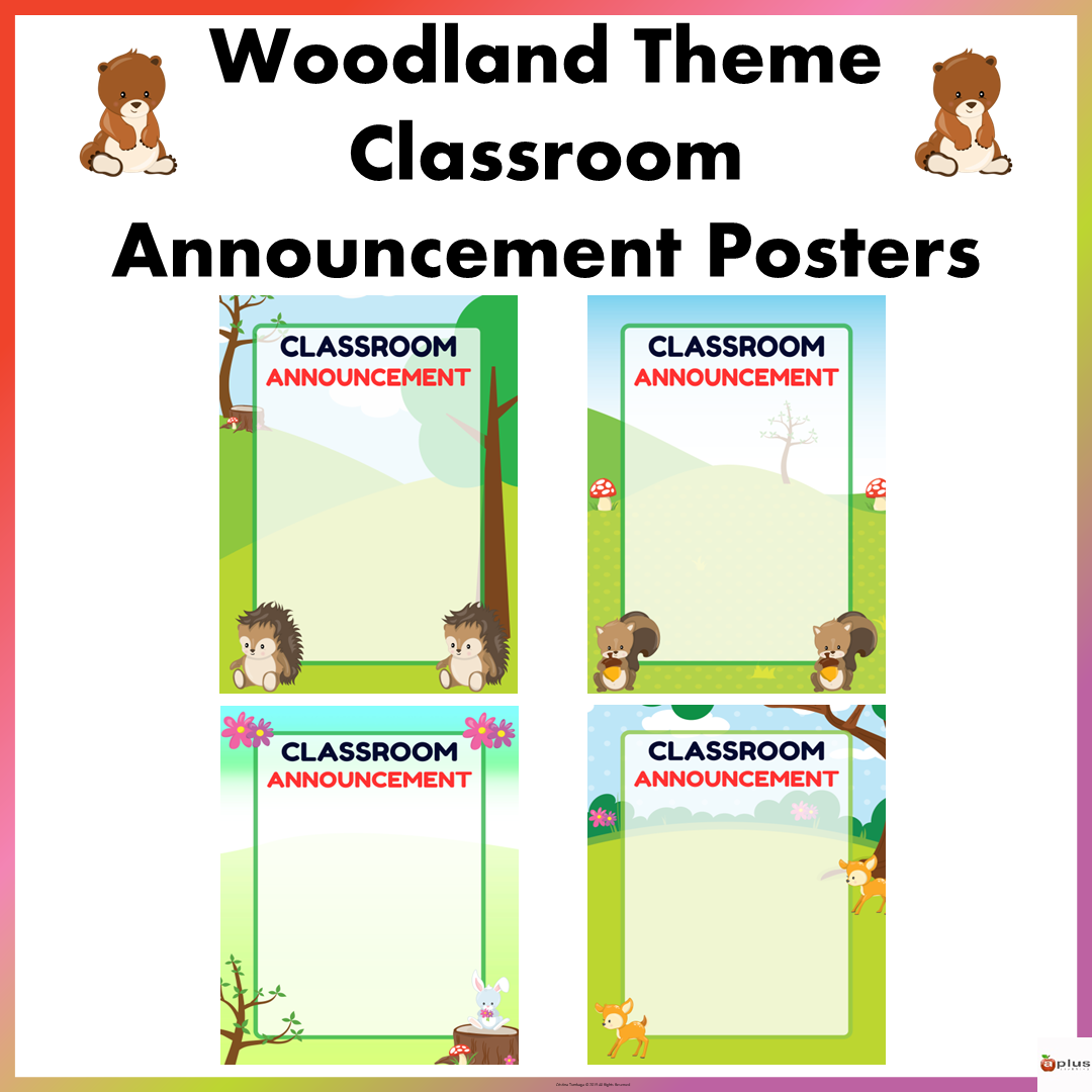 Woodland Theme Classroom Announcement Posters