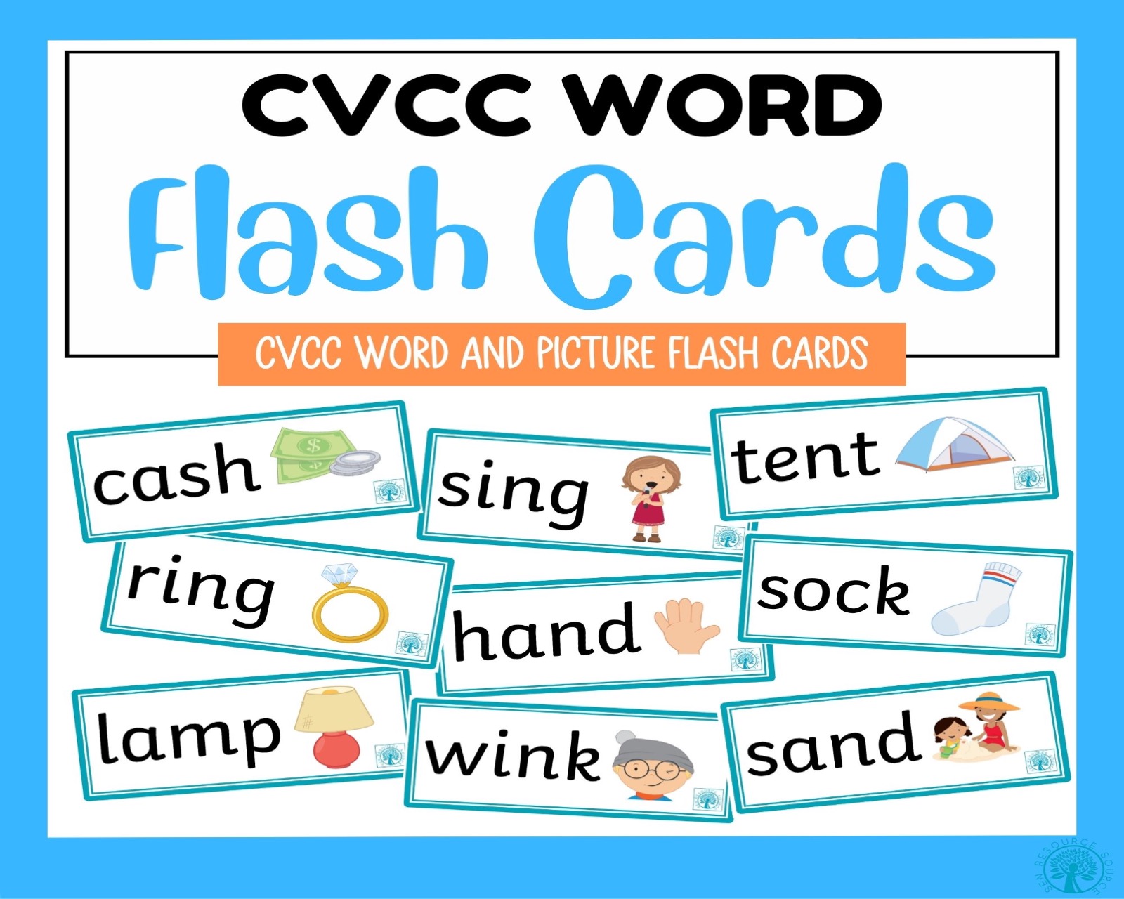 CVCC Word and picture flash cards