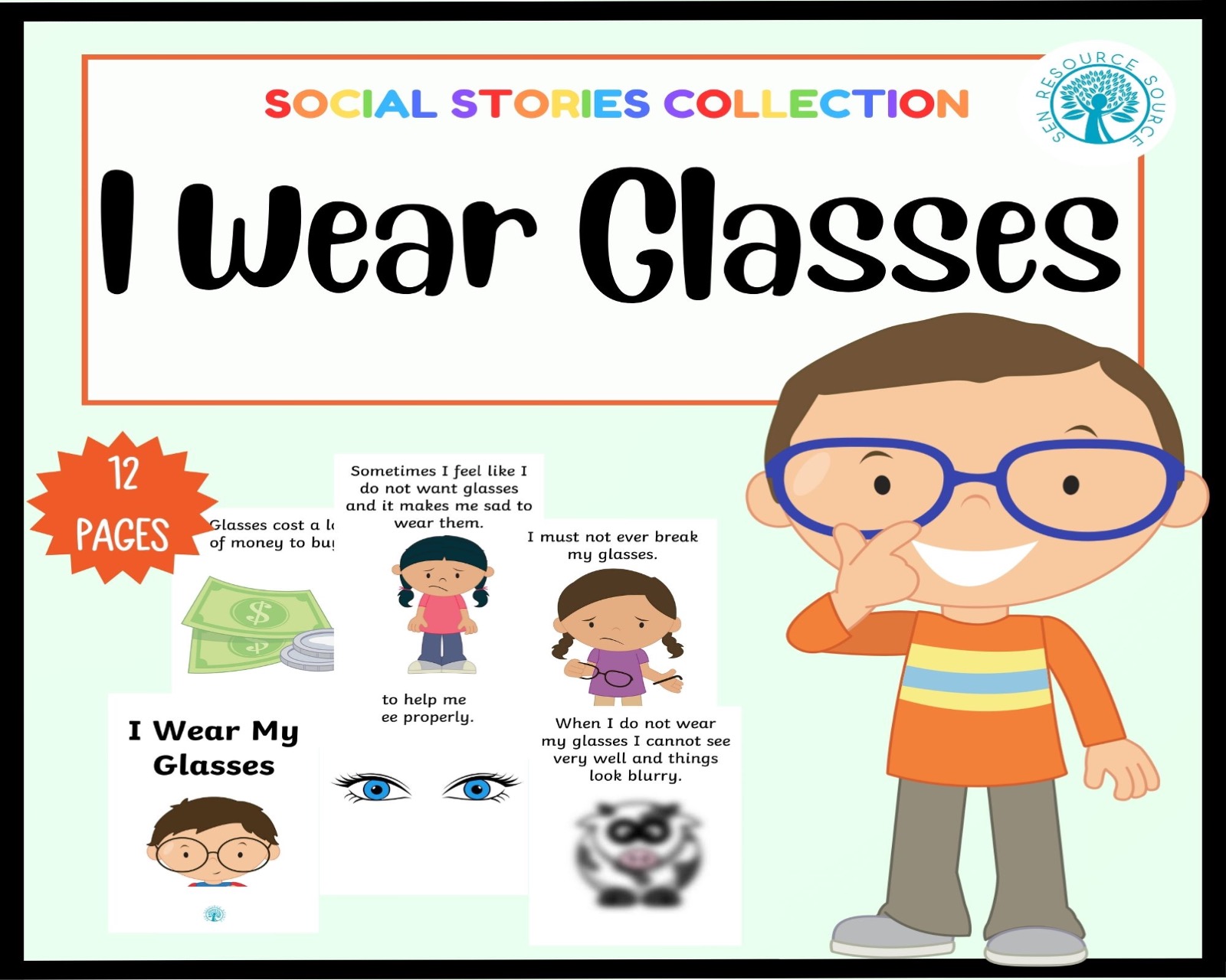 I Wear My Glasses Social Story
