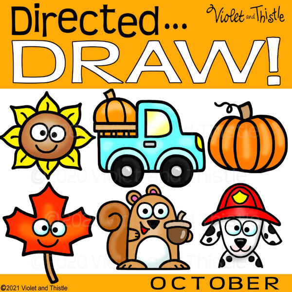 Directed Drawing October Fall Pumpkin Truck Leaf Squirrel Dog Learn How ...