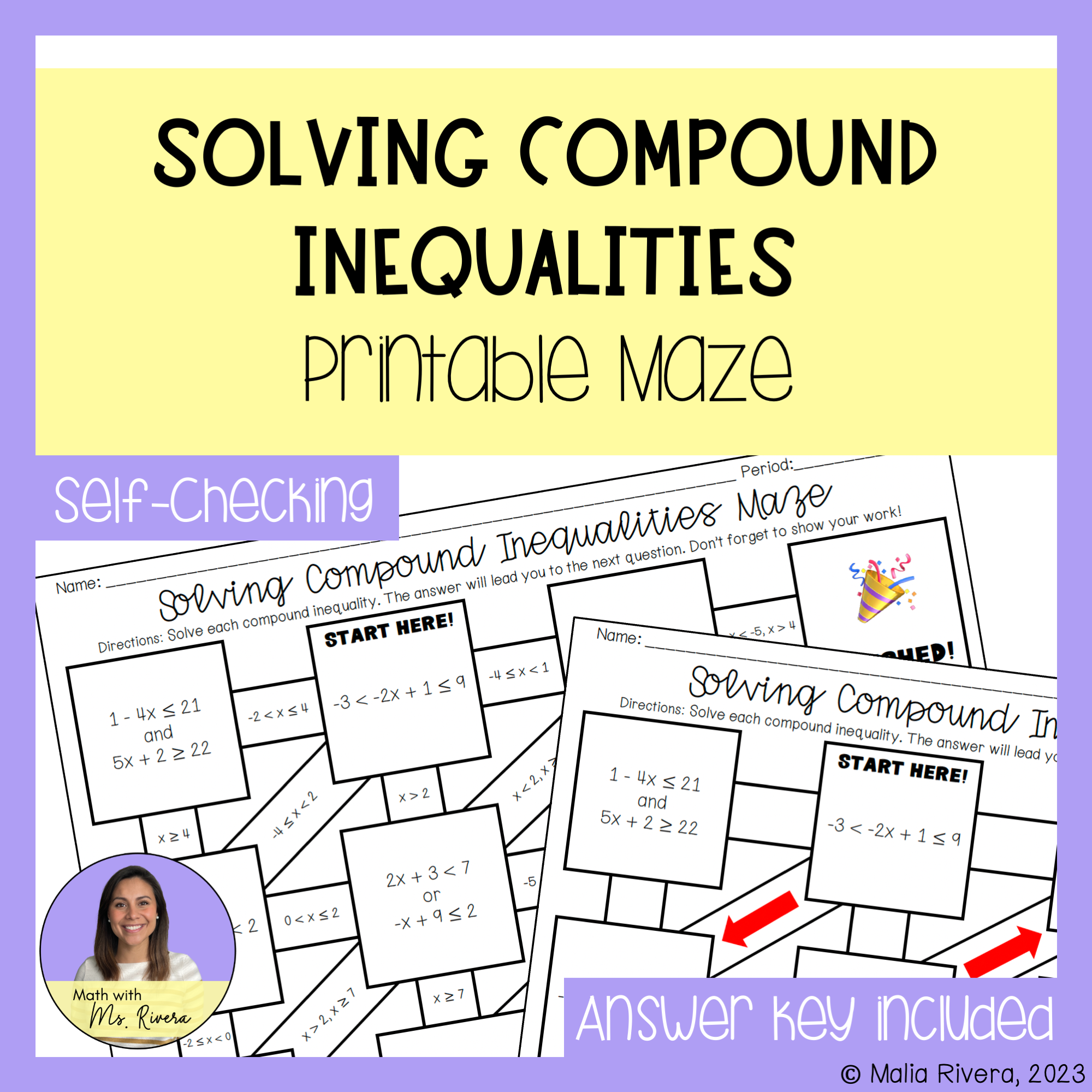 Solving Compound Inequalities Maze Worksheet