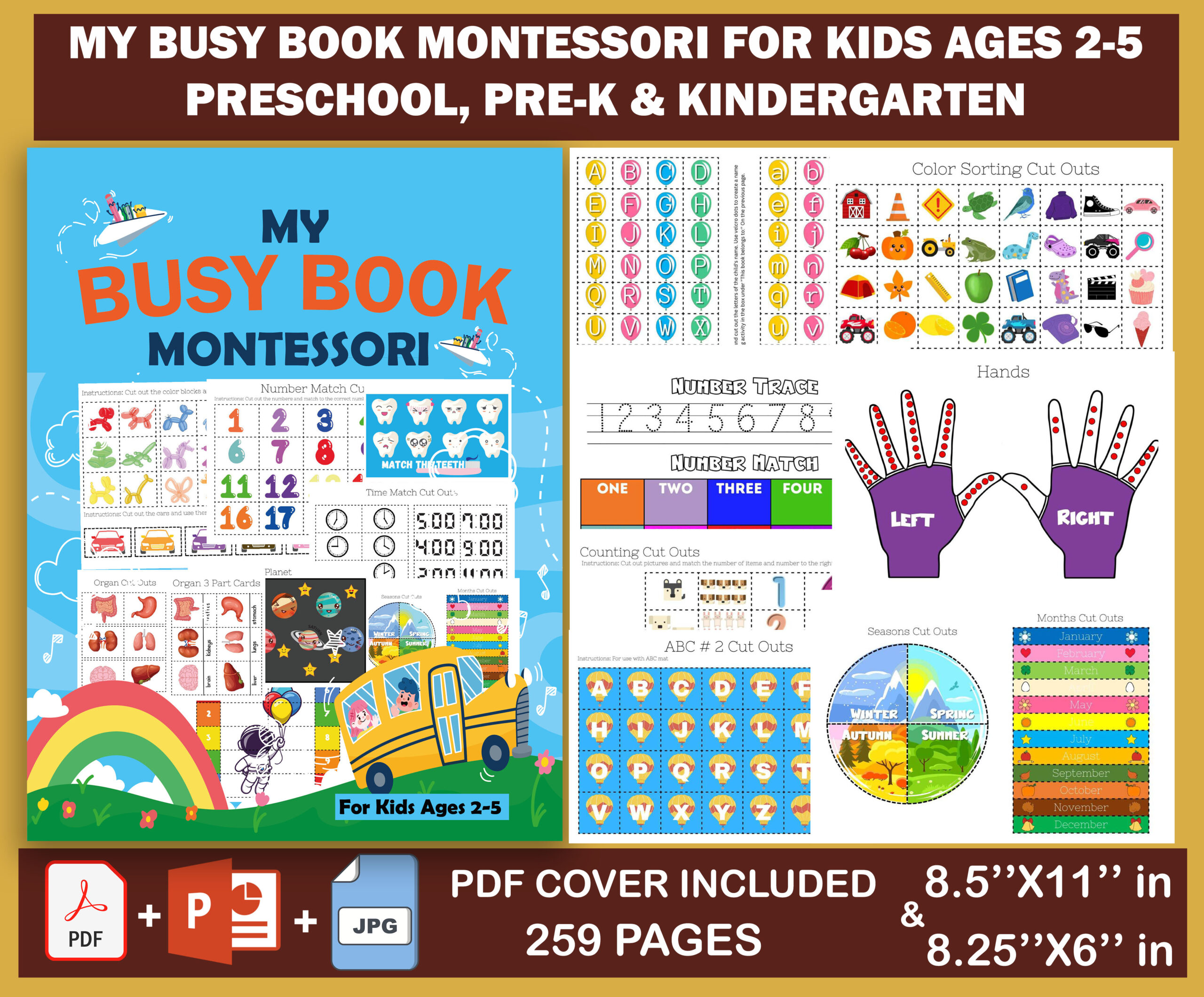 Montessori Busy Book For Kids Ages 2-5: Busy Board For Boys And Girls To Learn Essential Skills.