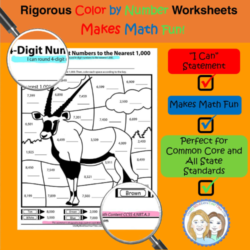 5th Grade - Rounding Decimals Worksheets | Create Your Own Color by ...