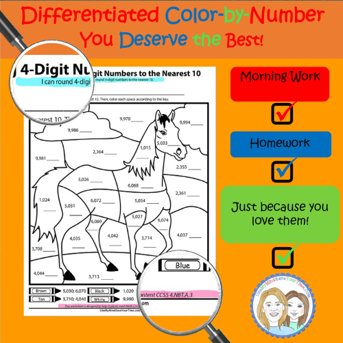 5th Grade - Rounding Decimals Worksheets | Create Your Own Color by ...