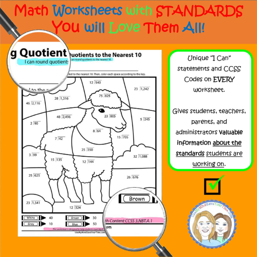 5th Grade - Rounding Decimals Worksheets | Create Your Own Color by ...
