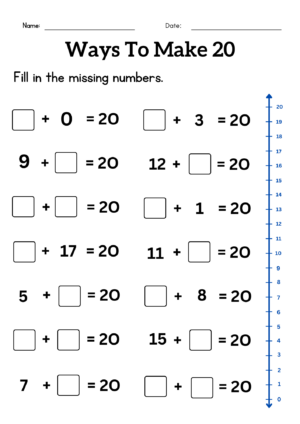 Ways to make the number 20 - ways to make 20 activity worksheet - Made ...