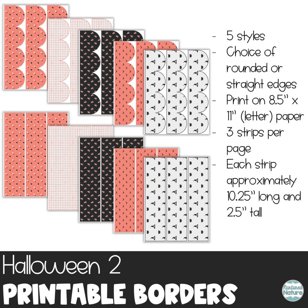 Halloween Bulletin Board Borders Printable for October – Bats and Candy ...