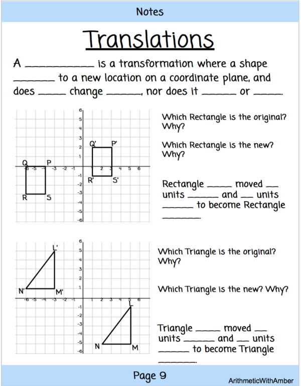 Middle School Math Intervention Transformations Binder | Made By Teachers
