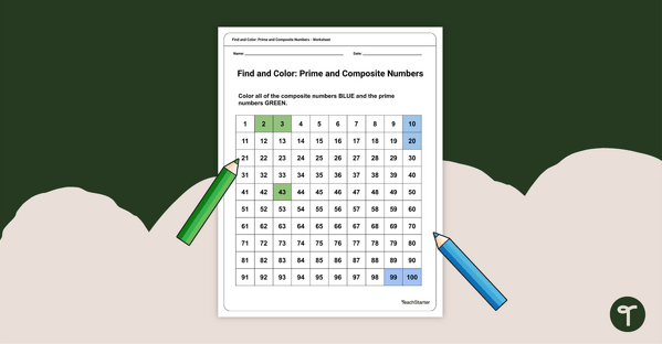 Find and Color: Prime and Composite Numbers Worksheet