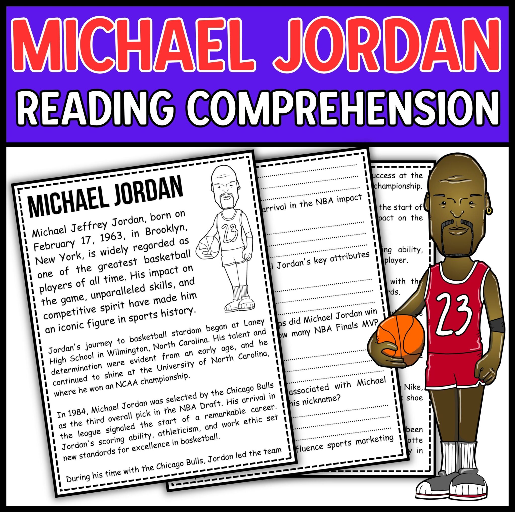 Michael Jordan Reading Comprehension Passage and Questions - Made By ...