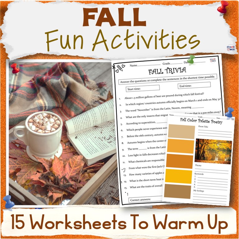 Fall Activities, Autumn Middle School Fun Worksheets - Print and Digital