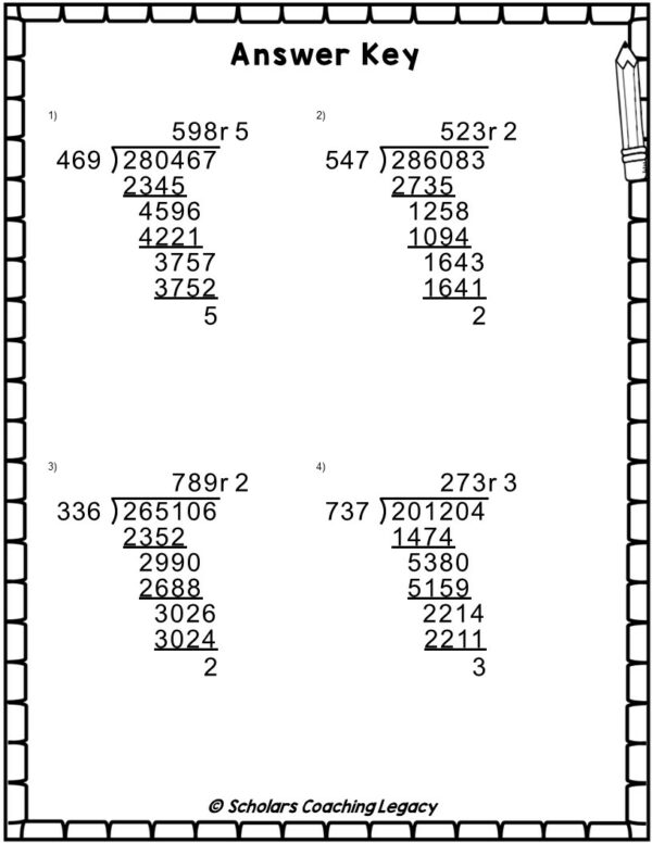 Division with 3 Digits Divisor, 3 Digits Quotient & 6 Digits Dividends ...