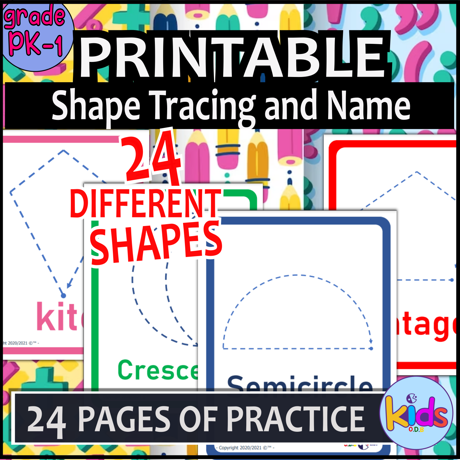 Shape Tracing and Name Recognition Worksheets-Preschool Colors and Shape Names
