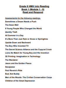 Grade 6 HMH into Reading (Modules 1-5) - Read and Respond Activity Pack ...