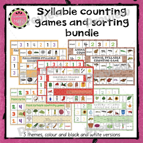 Syllable counting games and sorting bundle - phonological awareness ...
