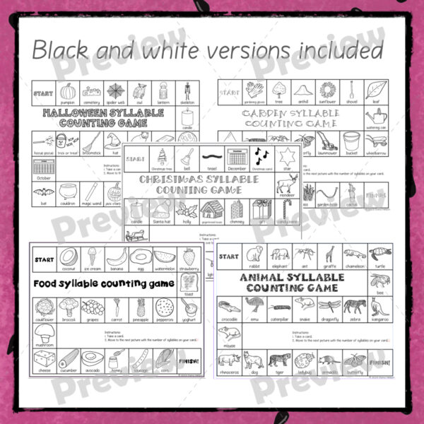 Syllable counting games and sorting bundle - phonological awareness ...