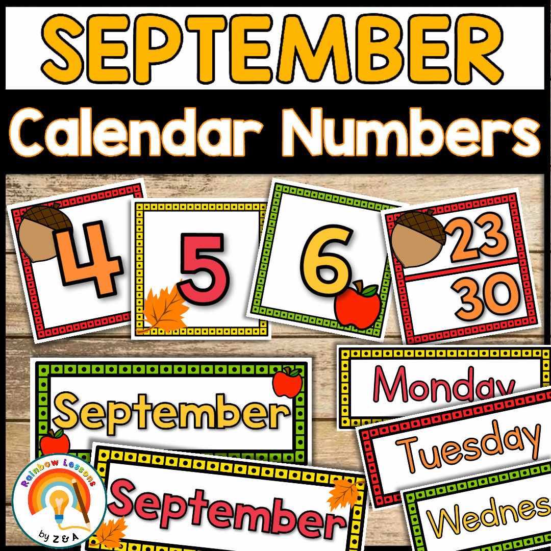 September Calendar Numbers | September Calendar 2023 | Calendar Number Cards