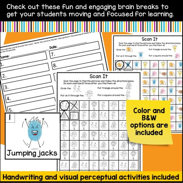 Exercise Brain Breaks Self Regulation Movement Activities Fingerprint ...