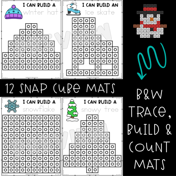 Winter Snap Cube Mats Fine Motor Skills Winter Counting Cubes Counting ...