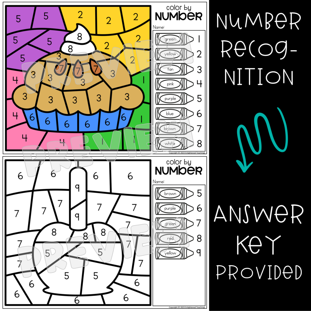 Apples Numbers to 10 Color by Code Number Recognition Worksheet Apple ...