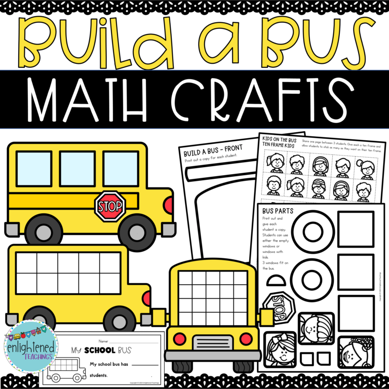 Build a Bus Craft - Bus Math Craft - Ten & Twenty Frame Activities ...