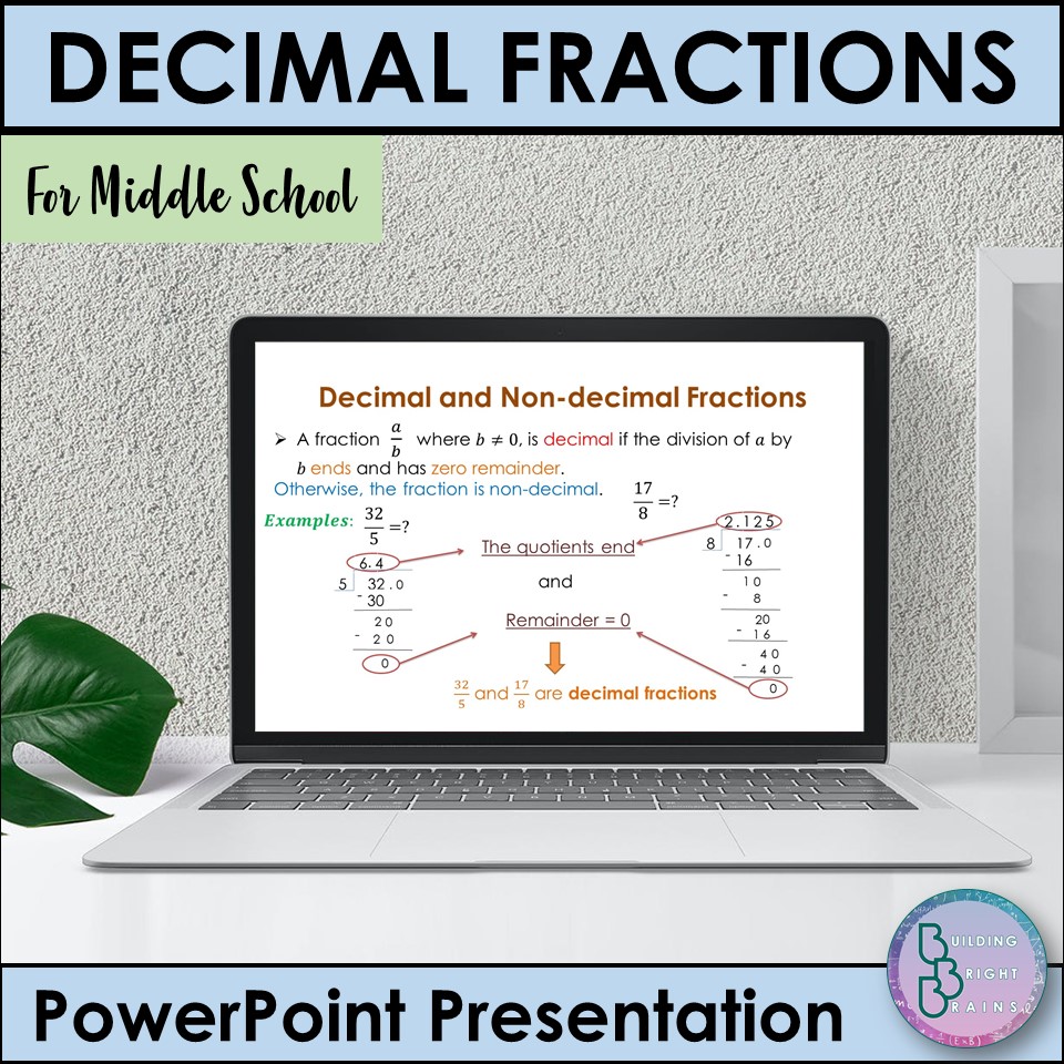 Decimal and Non Decimal Fractions PowerPoint Presentation Lesson Middle School
