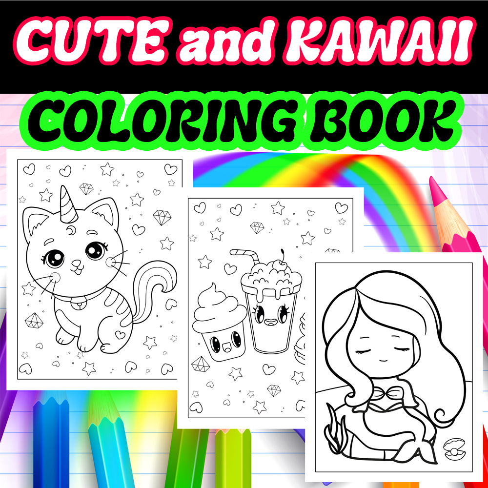 Cute Kawaii Coloring Book: More than 30 fun and easy coloring pages with Japanes