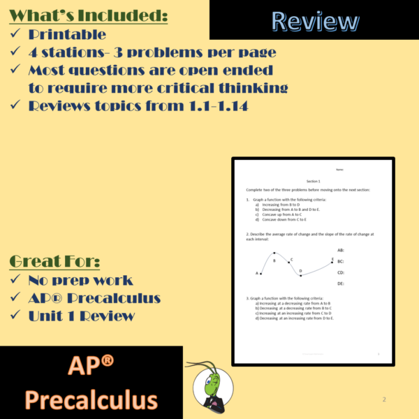 AP® Precalculus Unit 1 Review Activity Polynomial and Rational ...