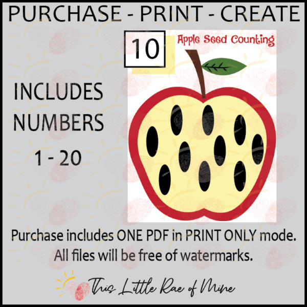 Apple Seed - Counting Mat - numbers 1-20 - autumn - fall - printable ...