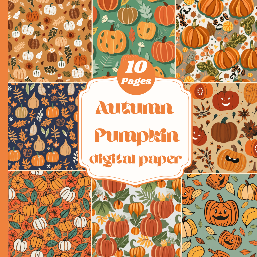 Autumn Pumpkin fall digital paper | Made By Teachers
