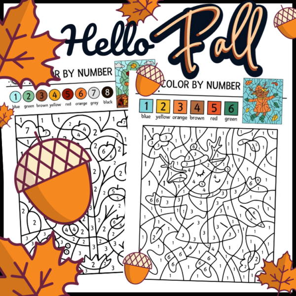 Numbers In Fall Colours Autumn Color By Number- Fall Color by Number For Prek- Print & Digital ...