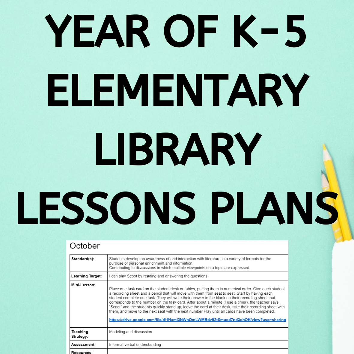 Year of Library Lesson Plans Elementary Curriculum